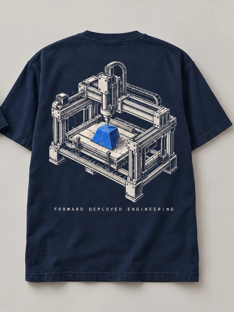 Fabricator tee in True Navy, back concept render