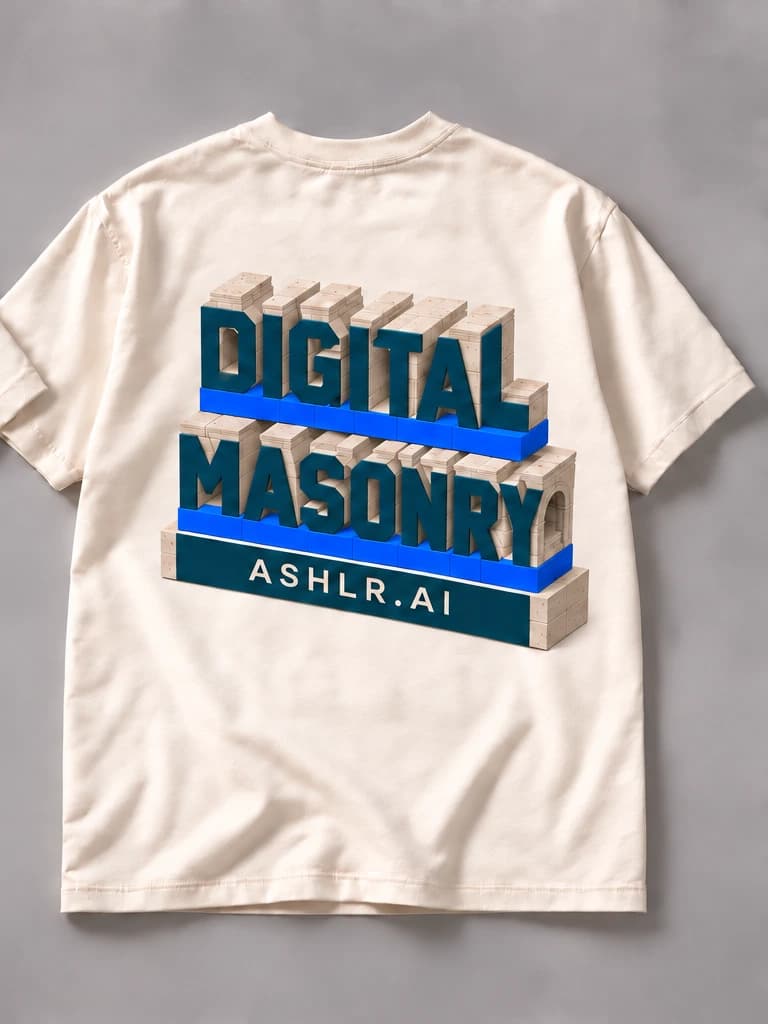 Digital Masonry tee in Ivory, back concept render