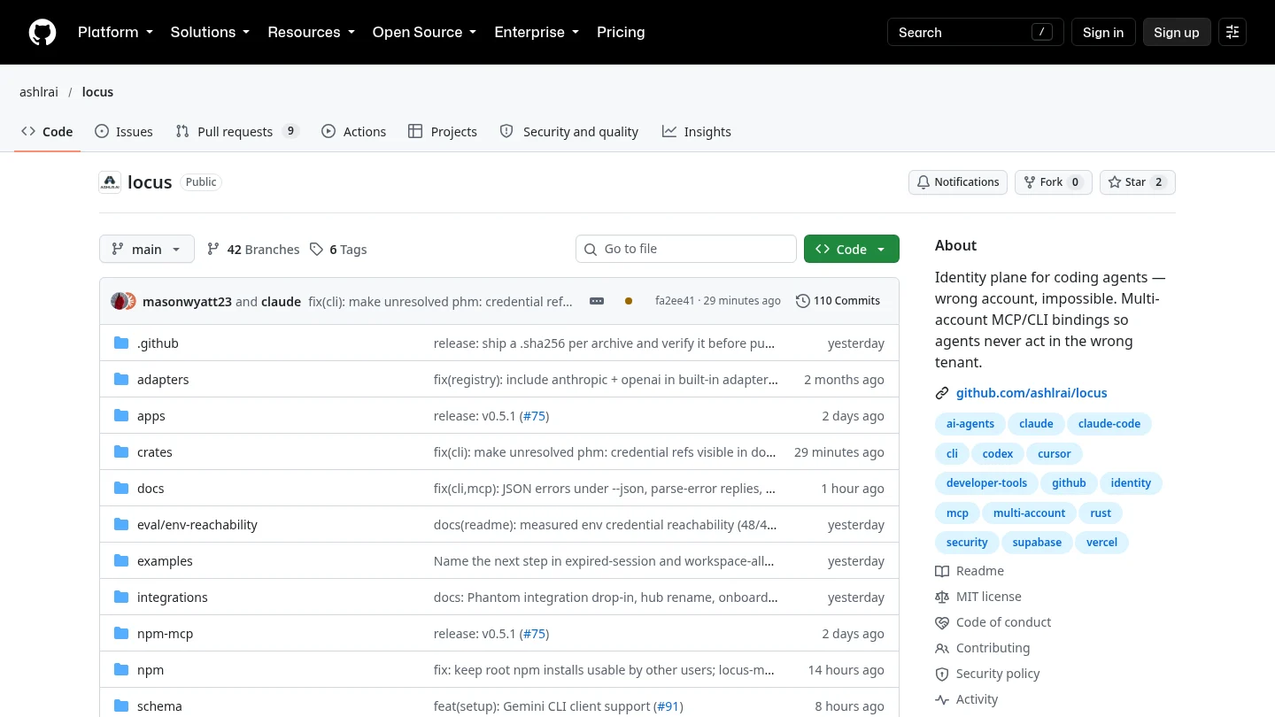 The Locus repository on GitHub.
